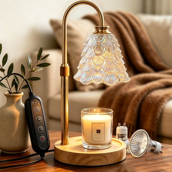 HIDAWN Candle Warmer Lamp with Timer Dimmable,Adjustable Height,Electric Flameless Wax Melter for Jar Candles with 2 Bulbs for Women Mom, House Warming Gifts New Home Decor-Colorful Christmas Tree