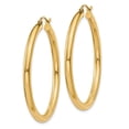 thumbnail image 3 of 14K Yellow Gold 1.20  inch Hoop Earrings for Women 3mm thick click top hoop earrings in Real 14K Gold, 3 of 8