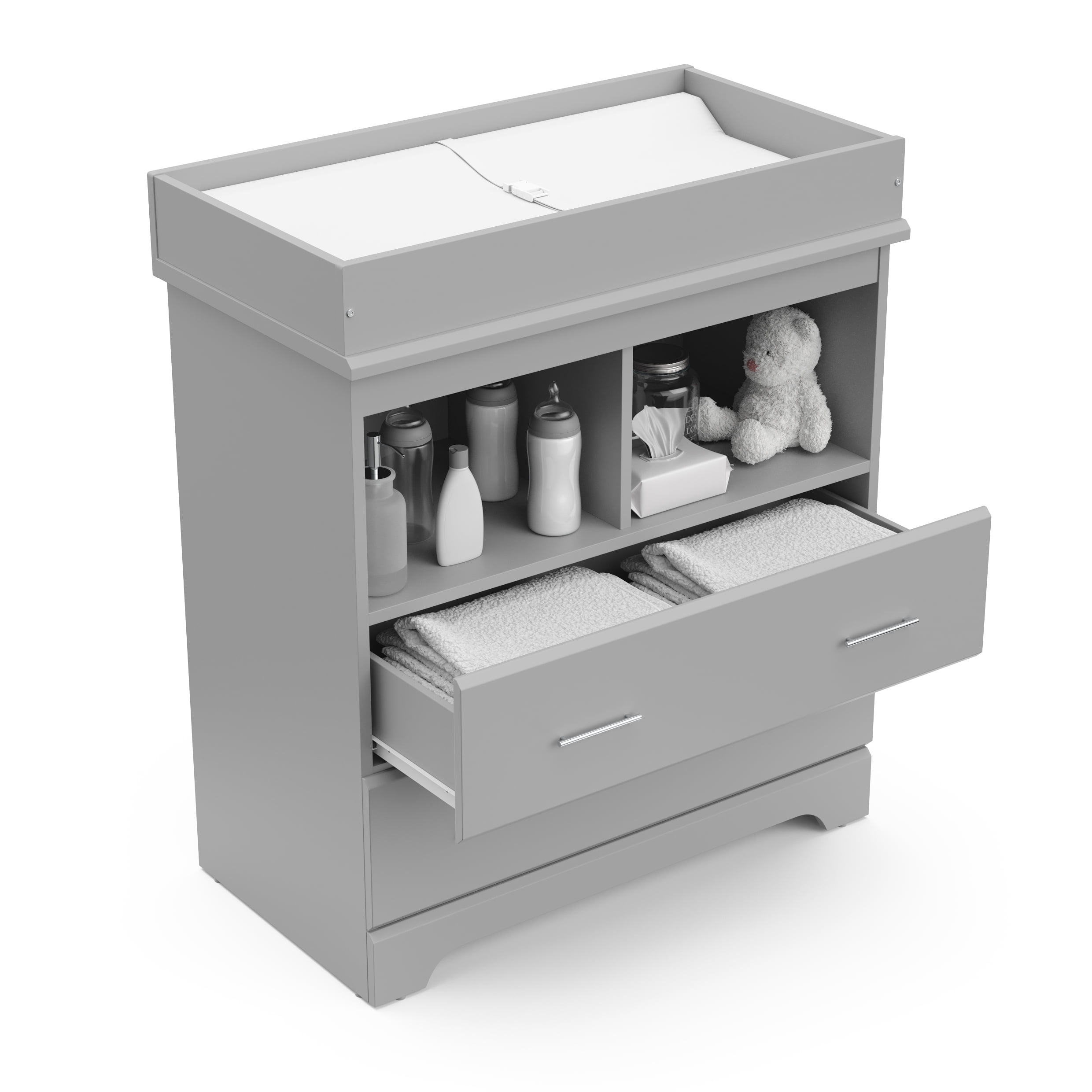 Storkcraft Brookside 2 Drawer Infant Changing Table Dresser, Pebble Gray