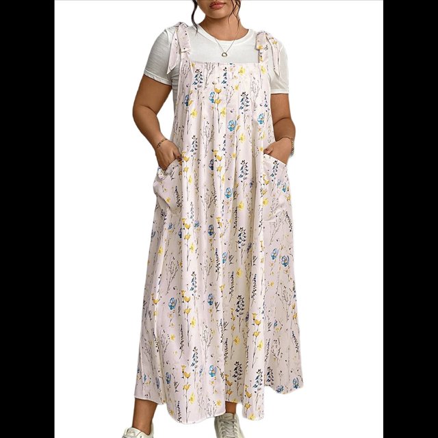 Vestido de Verano para Mujer, Talla Grande, Informal, Sin Mangas, con Tirantes Finos, para Playa Flores Rosas 4XL