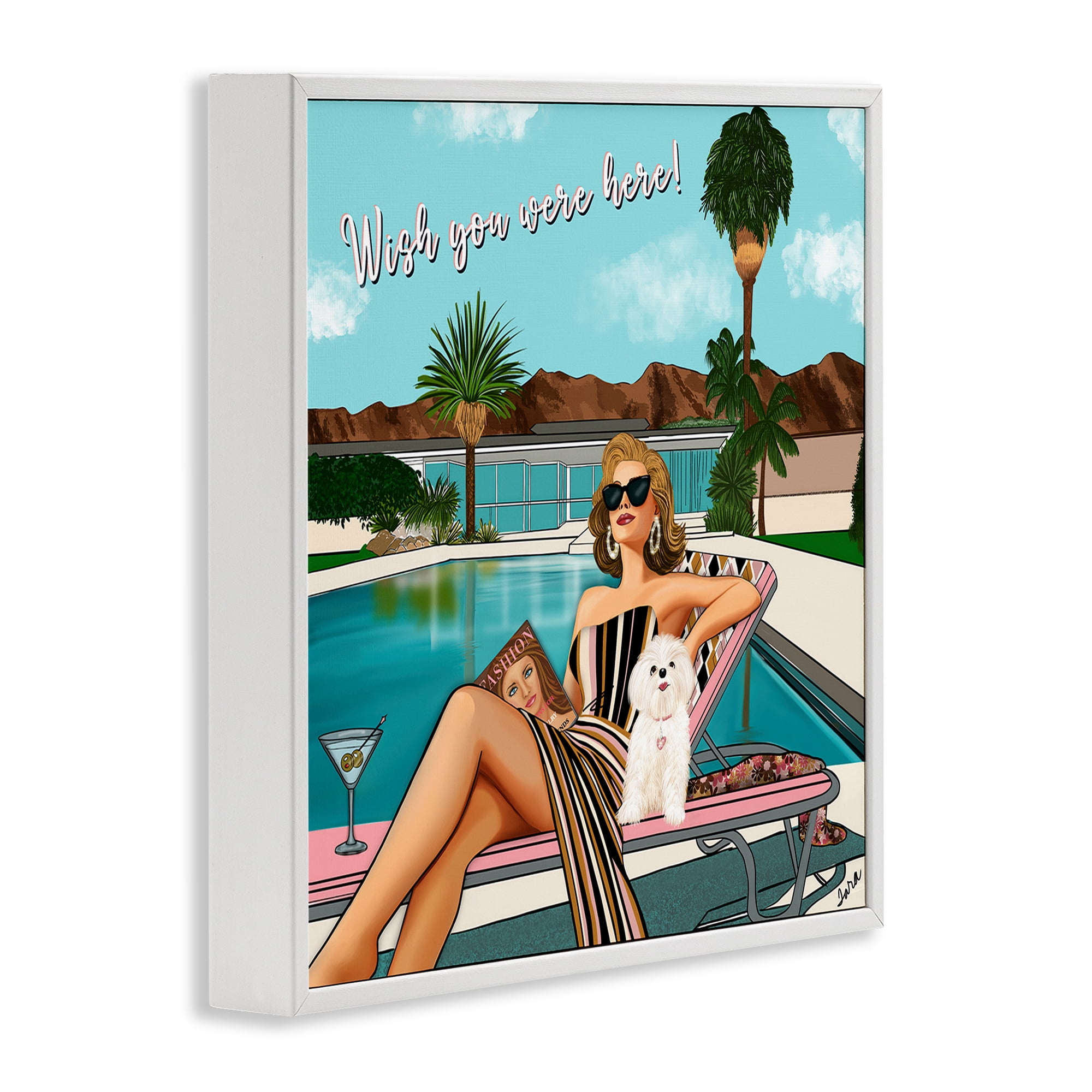 Stupell Industries Wish You Were Here Palm Springs White Framed Giclee Art, design by Tara Boone