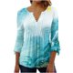 thumbnail image 2 of ICHUANYI Clearance Women‘s Summer Sexy Fold Printed Regular Women 3/4 Sleeves V Neck Button Tops Blouse(Light Blue, XL) ICHUANYI WER2023080706683, 2 of 5