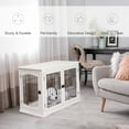 thumbnail image 4 of 23" x 32" White Dog Crate End Table - Dual Door Furniture-Style Kennel for Small Dogs, MDF Pet Crate with Lock, 4 of 8