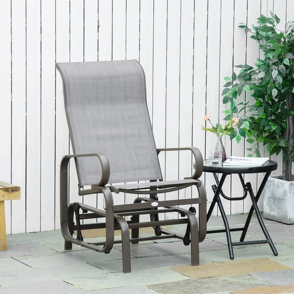 Outsunny Gliding Lounger Chair, Outdoor Swinging Chair with Smooth Rocking Arms and Lightweight Construction for Patio Backyard, Gray