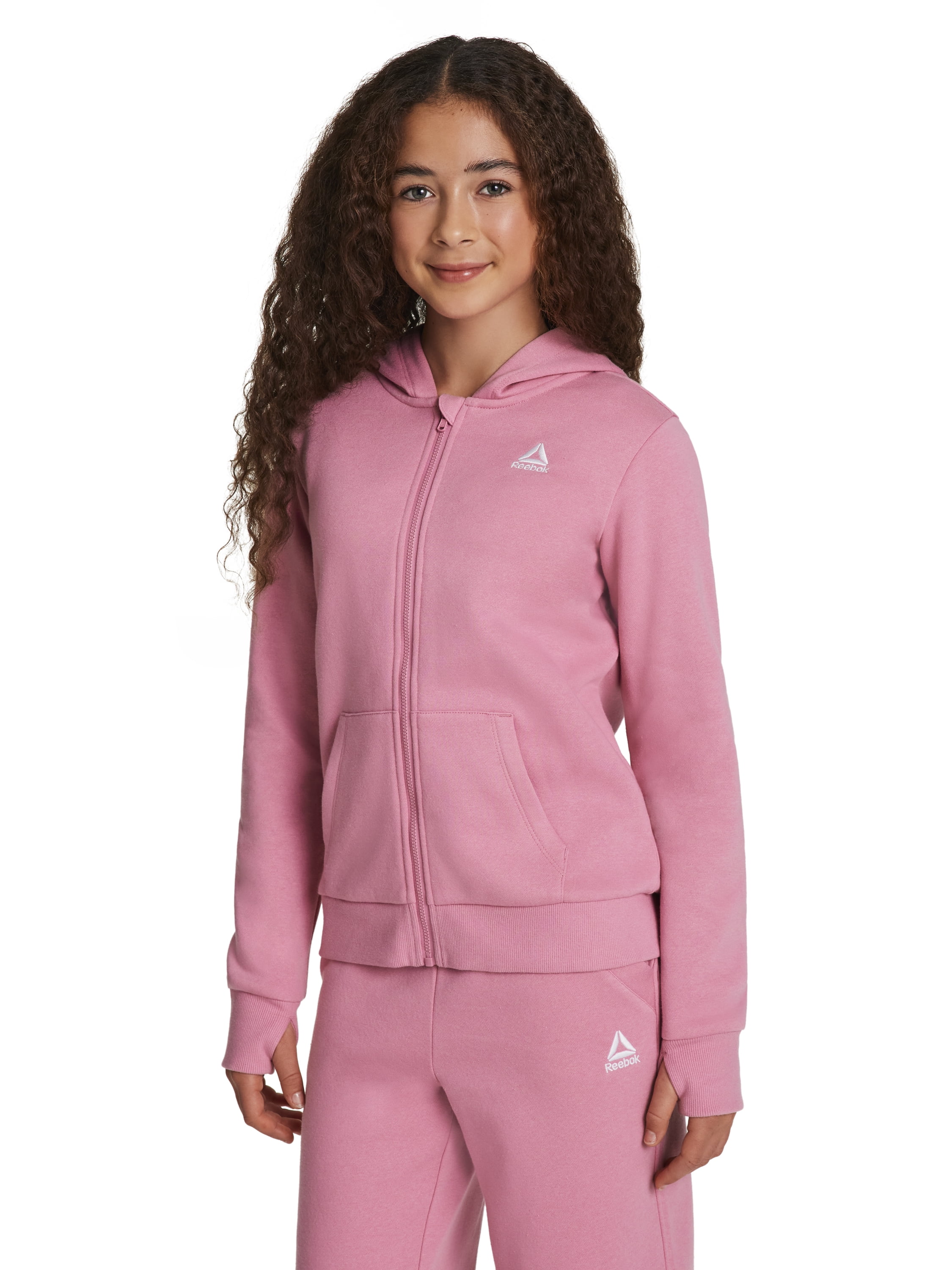 Reebok Girl’s Game Day Fleece Full Zip Hoodie, Sizes 4-18