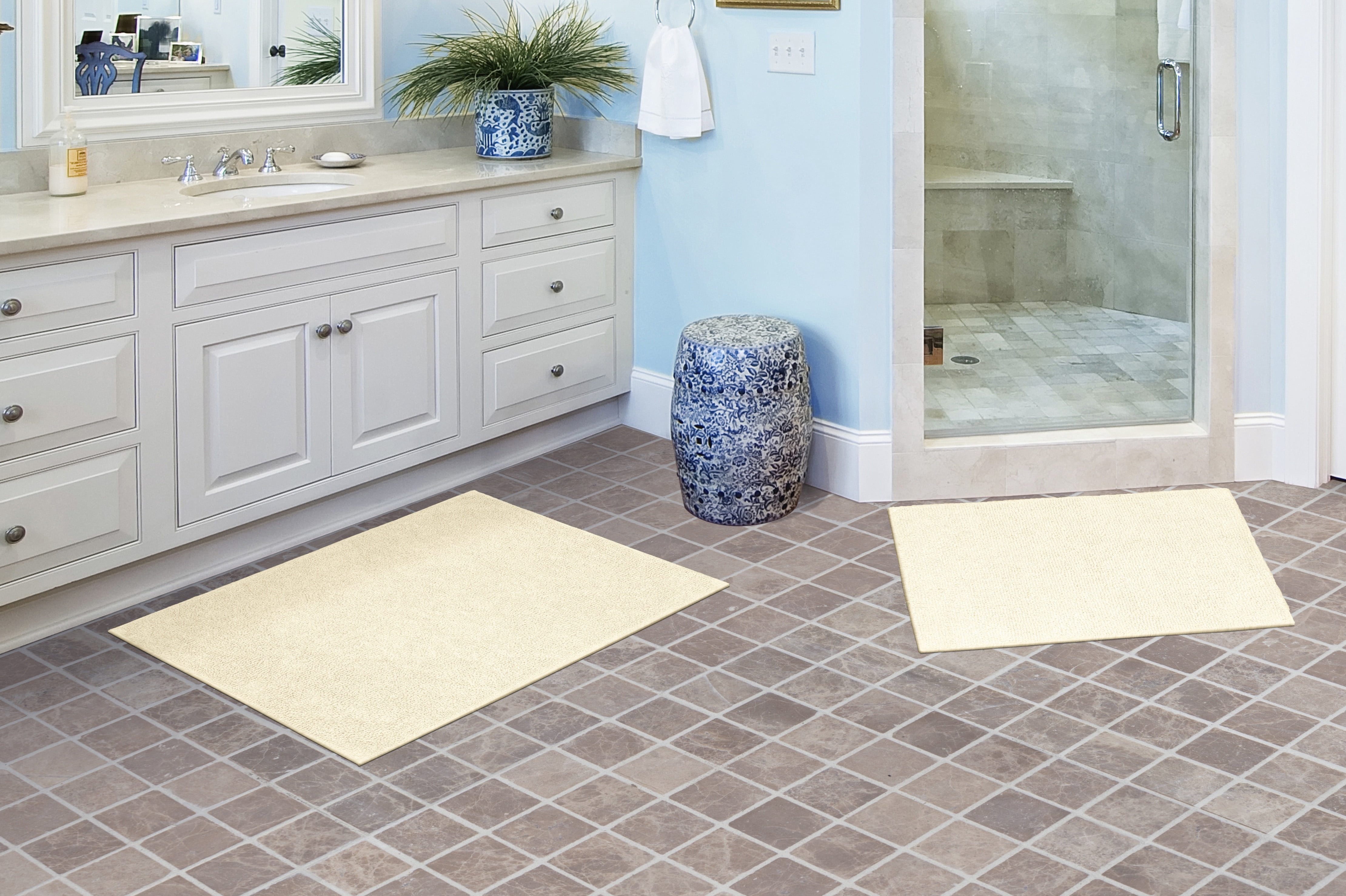 Garland Rug Classic Cotton Washable Bath Rug Set, 2 Piece Set (17"x24" Bath Rug, & 21"x34" Bath Rug) Natural