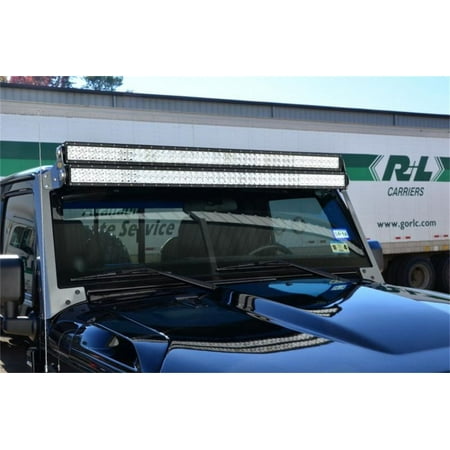 N-Fab by RealTruck Windshield Mount Compatible with 2007-2017 Jeep Wrangler JK 4 And 2 Door - Textured Black - 2 50In Led Light Bars