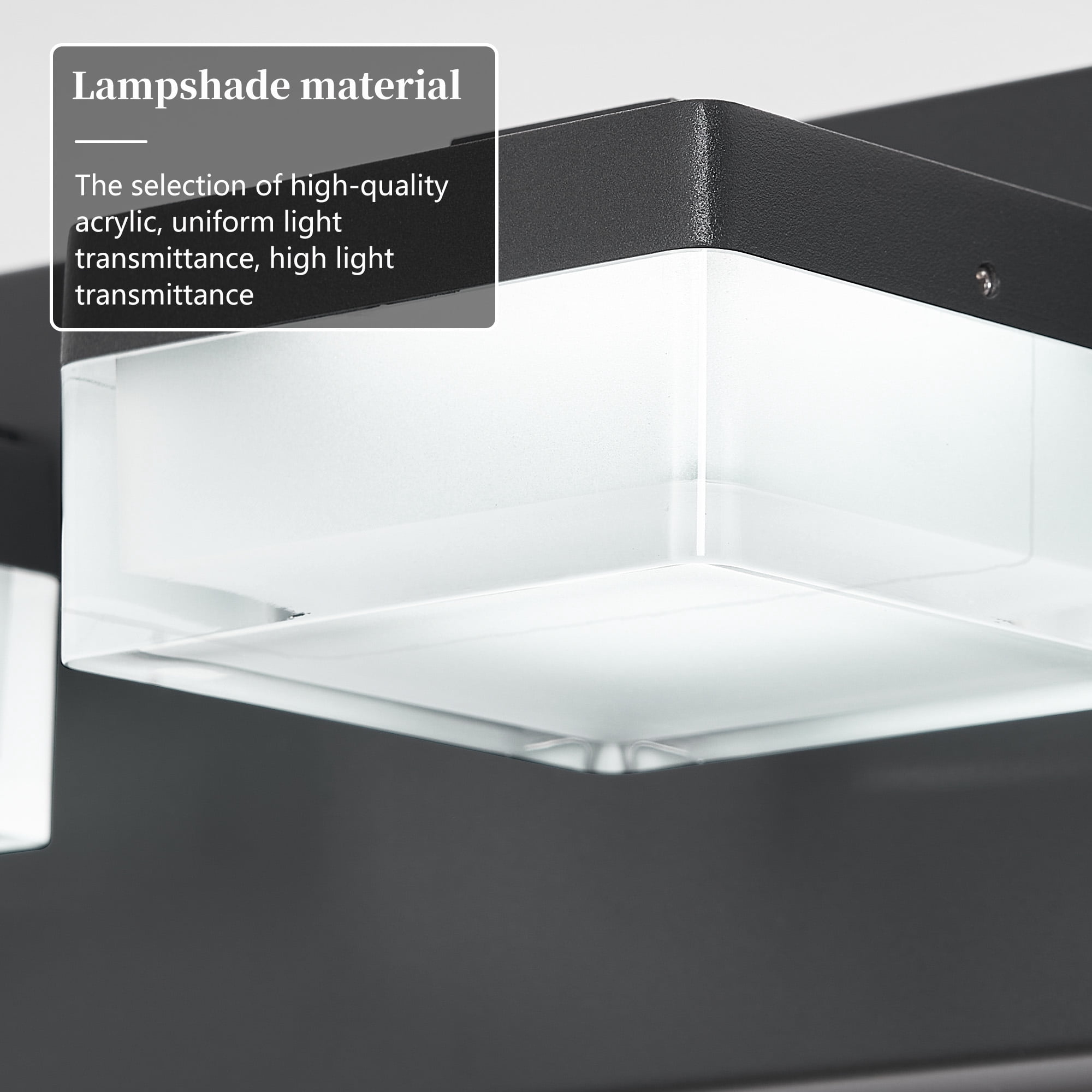 Modern LED Vanity Light for Bathroom, 3-Light Matt Black with Transparent Acrylic, 18W Energy Saving Wall Lamp Above Mirror, Easy Install US Junction Box