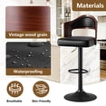 thumbnail image 3 of ClinQ Swivel Adjustable Bar Stools Set of 4, PU Leather Upholstered Bar Chairs with Bentwood Backrest and Hydraulic Lift for Kitchen Island, Black, 3 of 9