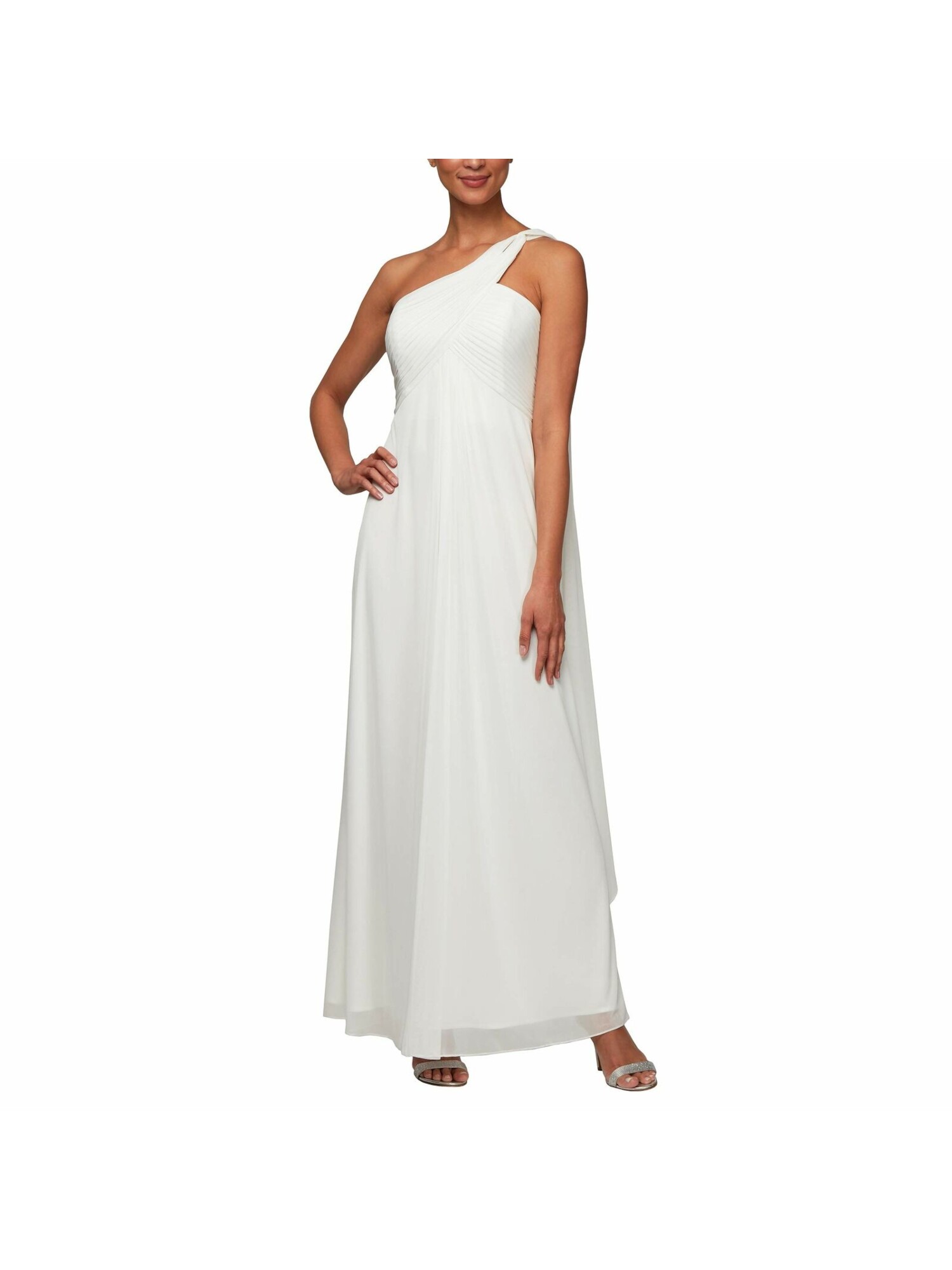 ALEX EVENINGS Womens White Ruched 