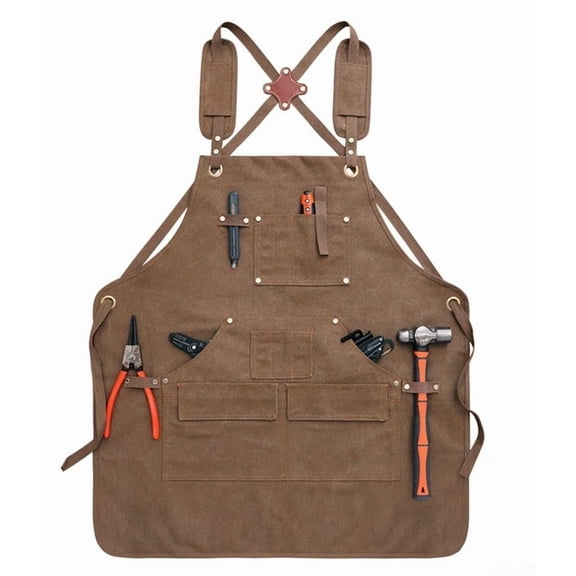 Heavy Duty Welding Apron, Waterproof Waxed Canvas, Heat and Flame Resistant for Men & Women 。（ brown）