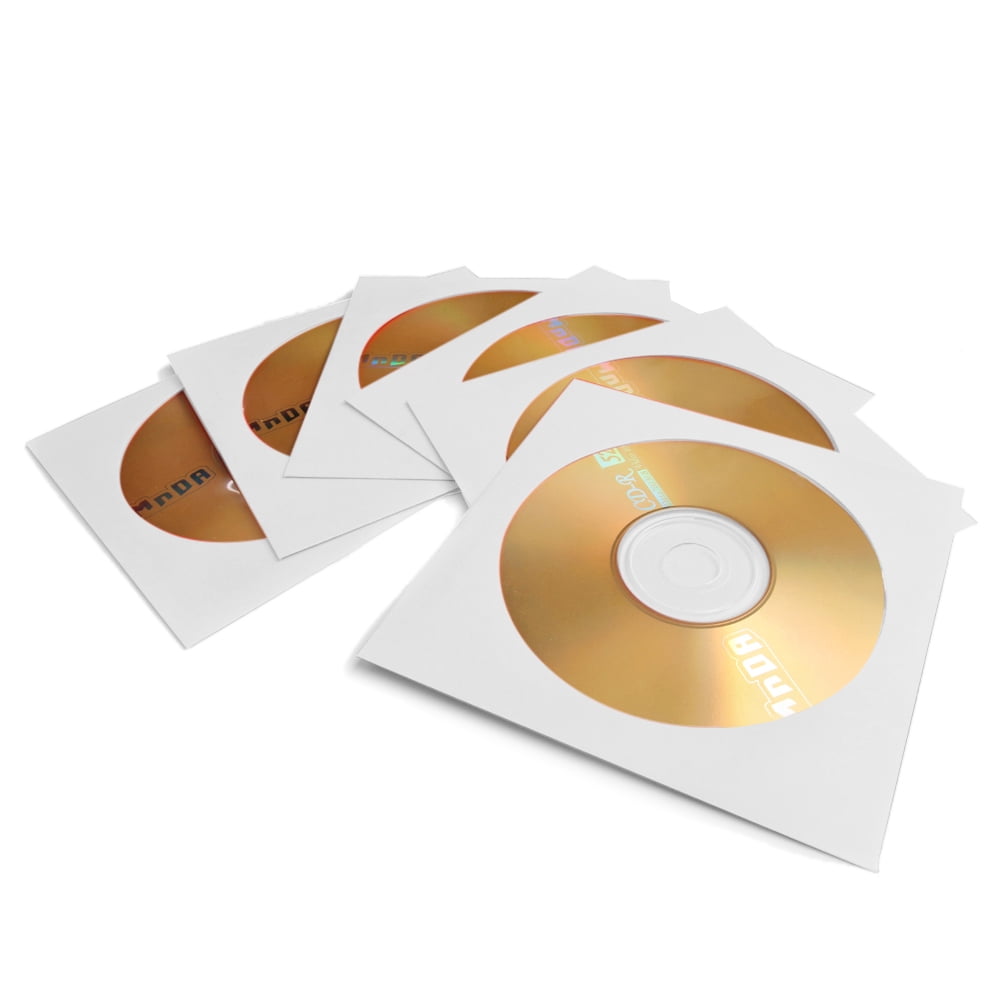 100 Pack Slim CD/DVD Sleeves, Paper Cases with Window and