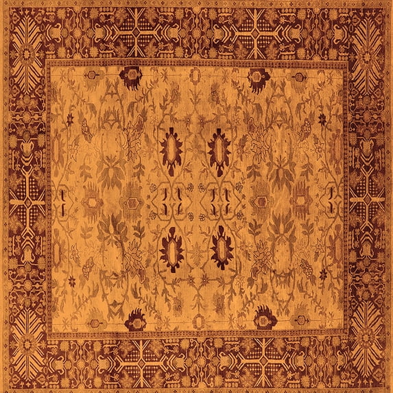 Ahgly Company Indoor Square Oriental Orange Industrial Area Rugs, 6' Square