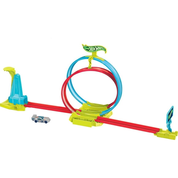 Hot Wheels Neon Speeders Track Set, Laser Stunt Slamway with 1 Hot Wheels Car