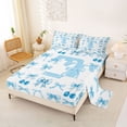 thumbnail image 2 of Castle Fairy Blue Cherry Bow Letter T Full Size Sheets 4-Piece for Girls,Fruit Bowknot Bed Sheets, 2 of 6
