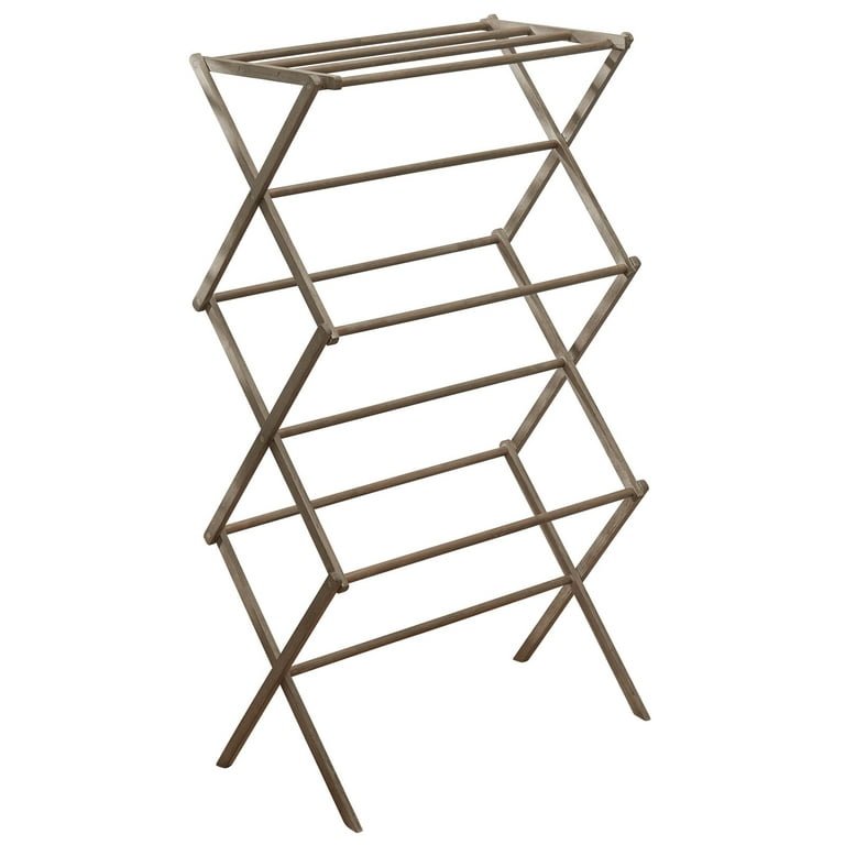 Mdesign Bamboo Clothes Drying Rack, Foldable Wooden Laundry Drying Rack,  Gray : Target