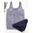 thumbnail image 5 of BIKINX Women's Swimsuits Tankini Bathing Suits for Women Tummy Control Modest Swimwear Blue Stripe, 5 of 7