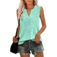 thumbnail image 2 of Pxxlle Whiter Eyelet Tops for Women Summer Casual Sleeveless Tank Top Loose Fit V Neck Trendy Shirts for Going Out Mint Green M, 2 of 10