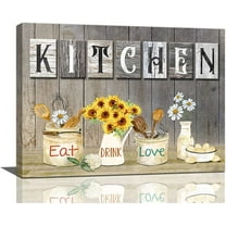 Lucksign Rustic Sunflower 16” x 12” Framed Canvas Art Prints