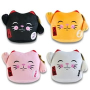 Lucky Cat Official 8 Plush, Cute Stuffed Animal MANEKI NEKO Anime Plush Waving Cat, PINK Color Cat Plush, Plushie Lucky Cat Waving Arm Stuffies. Japanese Decor Kawaii Plushies.