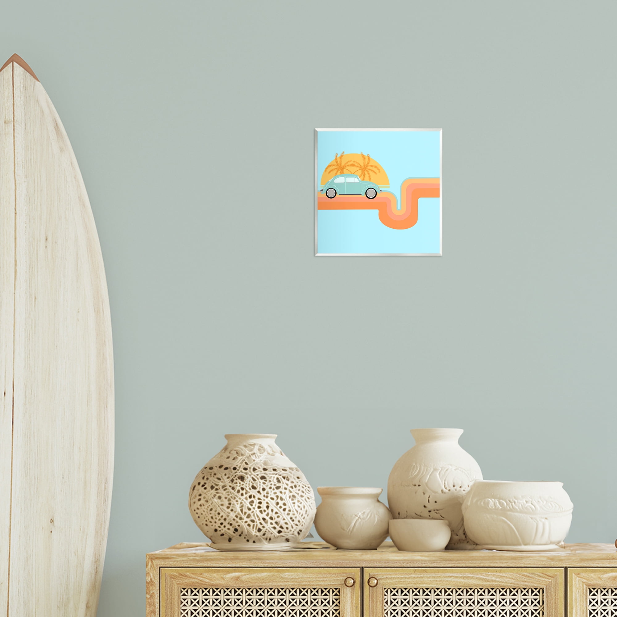 Stupell Industries Retro Tropical Cruisin' Transportation Painting Unframed Art Print Wall Art, 12 x 12