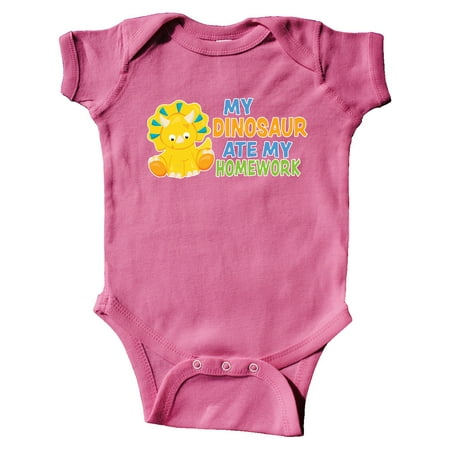 

Inktastic My Dinosaur ate my Homework with Cute Dinosaur Gift Baby Boy or Baby Girl Bodysuit