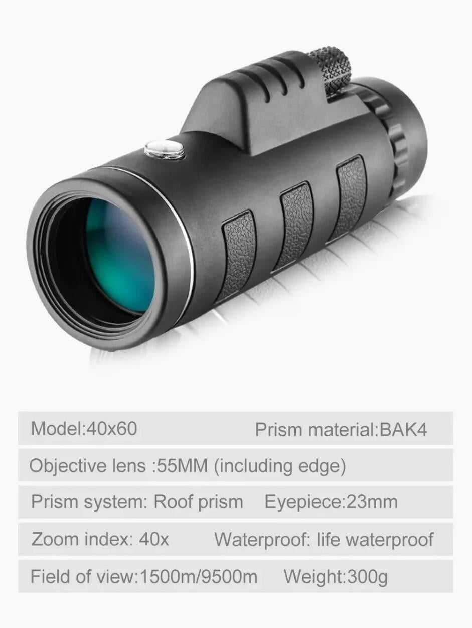40X60 Zoom HD Powerful Binoculars Long Range Portable Professional Telescope Low Light For Hunting Camping