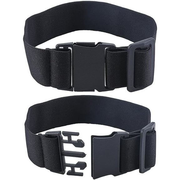 2Pcs No Buckle Elastic Stretch Belts Black Polyester No Show Square Free Easily Adjustable Waist Comfor DIY table Invisible Unisex Belt for DIY Jeans Pants Skirts Dresses Women Men Adult Gift