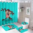 thumbnail image 1 of Juego de 4 cortinas de ducha Taz Mania con alfombrillas antideslizantes, tapa de inodoro y alfombrilla de baño, cortina de ducha impermeable con decoración de dibujos animados para baño con 12, 1 of 8