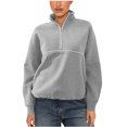 thumbnail image 2 of Fanxing Fall Quarter Zip Pullovers Juniors Girls Cute Sweatshirt Fall Long Sleeve Tops Blouse Graphic Pullover Blouse for Teen Girls S,M,L,XL,XXL Gray,S, 2 of 7