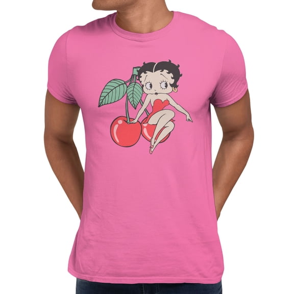 Betty Boop Classic Cherries & Sassy Betty Men's T Shirt (Azalea, S-XXXL)