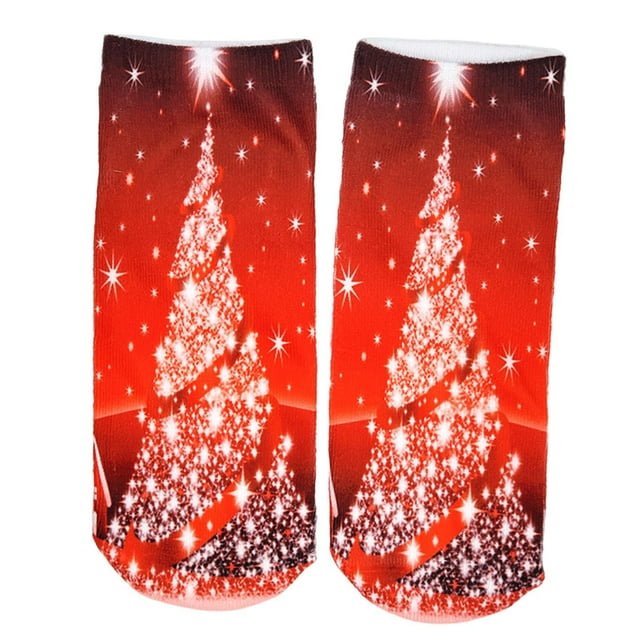 Calcetines Cortos Jinwen de Navidad para Niñas Color Rojo