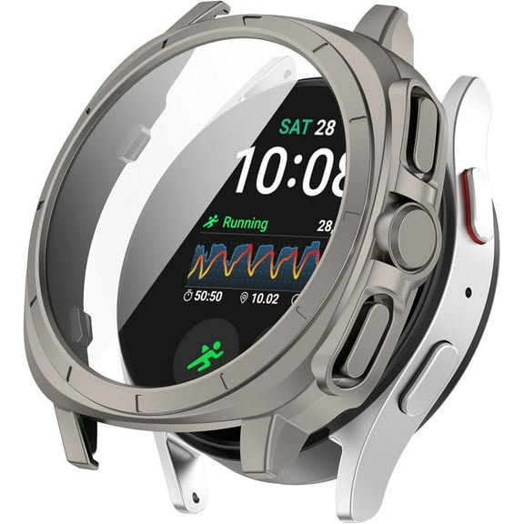 KOMI Compatible for Samsung Galaxy Watch 7 44mm 40mm Case Accessories, Hard PC Bumper Resistant Impact Shockproof Protective All-Around Edge Face Cover Galaxy Watch 7 Case Women Men (Gray, 44mm)