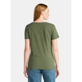 thumbnail image 4 of Time and Tru Women's Cotton V-Neck Tee with Short Sleeves,Sizes XS-XXXL, 4 of 6