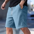 thumbnail image 3 of Dwellite Mens Corduroy Shorts Elastic Waist Drawstring SweatShorts Summer Beach Lounge Short with Pockets Light Blue M, 3 of 4