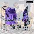 thumbnail image 7 of YRLLENSDAN Dog Stroller Cat Stroller Pet Strollers for Small Medium Dogs Foldable Travel Dog Cart 4 Wheels Waterproof, Purple, 7 of 7