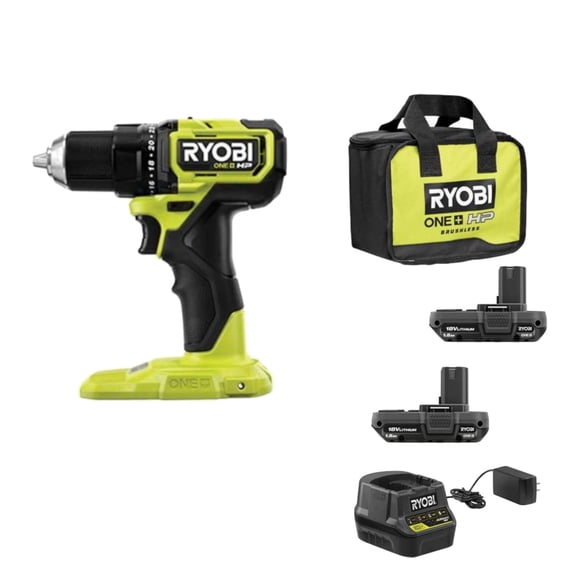 Taladro atornillador Ryobi 18V ONE+ HP sin escobillas compacto de 1/2"