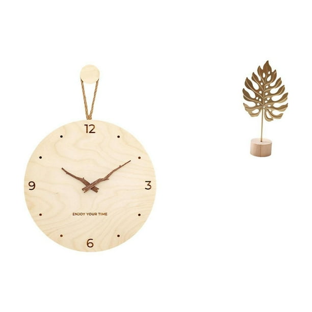 Reloj de pared,Reloj de pared decorativo para sala de estar,silencioso,Escultura de hojas,Estatua de hoja de metal Escultura de hoja Decoración del hogar,Figura de hoja artística con