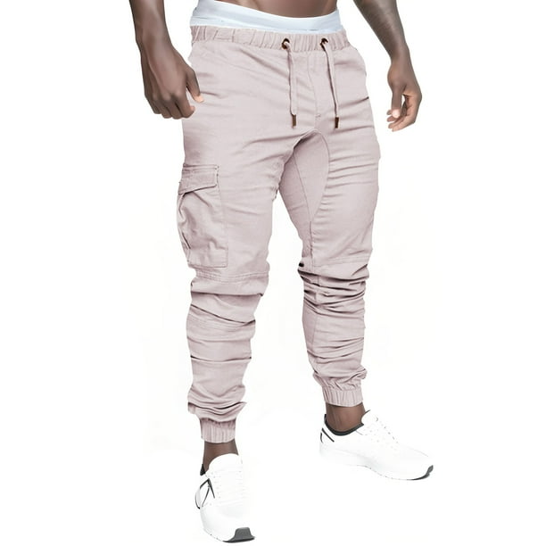 Pantalones de trabajo de color liso con múltiples bolsillos para hombre - Leggings de algodón, largo, diseño de moda - M/L/XL/XXL
