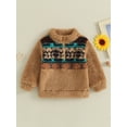 thumbnail image 2 of Liacowi Toddler Boys Girls Fleece Sweatshirt Long Sleeve Stand Collar Zipped Ethnic Style Hoodie Pullover Baby Fall Winter Warm Clothes 6M-4T, 2 of 9