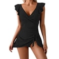 thumbnail image 2 of TODOZO Women's Ruffle V Neck Swimsuit Crisscross Tummy Control Swim Dresses Tie Knot One Piece Bathing Suit Skirt One Piece Swimdress Swimsuit for Women Tie Knot Swim Dresses Bathing Suit Skirt, 2 of 4