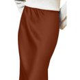 thumbnail image 6 of Women's Solid Color Slit Skirt Hip Hugging High Waist Satin Elegant Long Skirts Fashion Summer Midi Office Skirt For Women, 6 of 6
