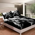 thumbnail image 2 of Erosebridal Howling Wolf Fitted Sheet 3D Animal Print Wolves Bedding Set Room Decor, Watercolor Wolf Themed Bed Sheets Oil Painting Sheets Queen 3Pcs, Black White, 2 of 4