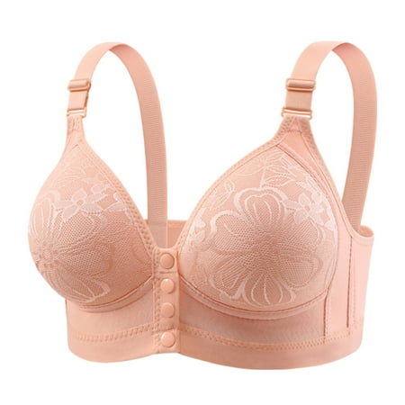 Xiaoxatg Women s Fixed Cup Front Buckle Underwear For The Elderly Plus Size Bra Without Underwire Thin Tank Top Bra 2 Cup Push up Bra
