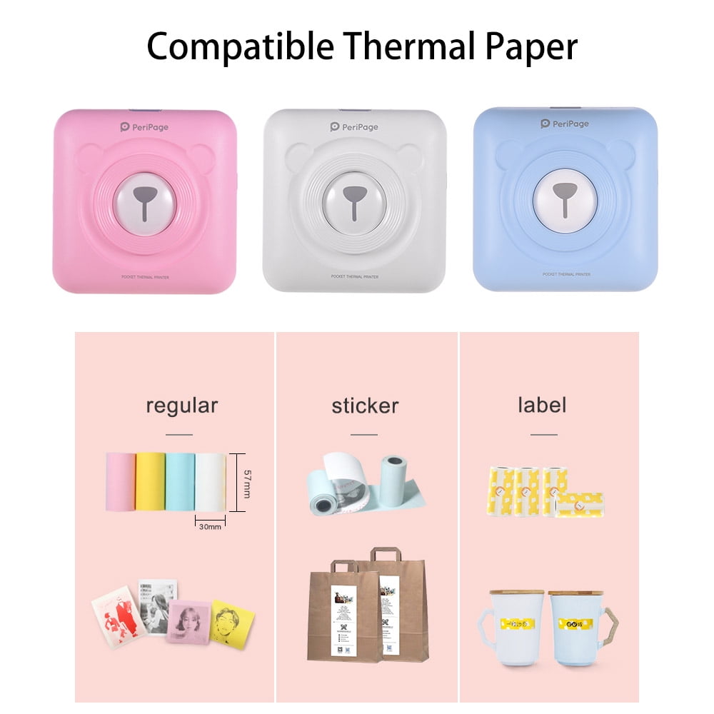 Mini Pocket BT Wireless Thermal Printer Paper Name Label Sticker Printing T5S3