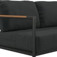 thumbnail image 6 of Emma + Oliver Black Aluminum Frame Loveseat with Teak Arm Accents and Charcoal Cushions, 6 of 11