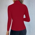 thumbnail image 6 of Women's Turtleneck Ribbed Shirts Thermal Undershirts Tee Long Sleeve Slim Fit Sweaters Red 2XL, 6 of 9