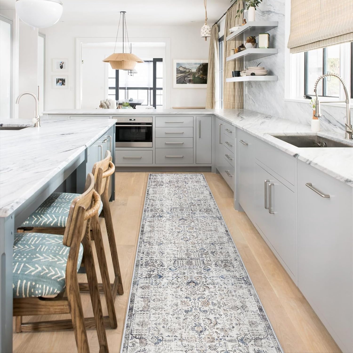 RUUGME Hallway Washable Runner Rug - 2'6x12 Kitchen Runner Rugs with Non Slip Backing Indoor Farmhouse Carpets for Living Room Bedroom
