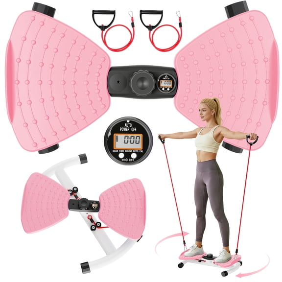 Waist Twister Machine, Silent Ab Toner Machine, Core Workout Board for Women, Home Gym Equipment for Hourglass Figure & Love Handle Reduction, Pink