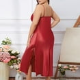 thumbnail image 6 of Xysaqa Women's Plus Size Full Slip Nightgown Chemise Sexy Side Split Negligees Satin Nightgowns for Women Soft Comfy V Neck Sleepwear Full Length XL 2X 3X Summer Savings Red, 6 of 7
